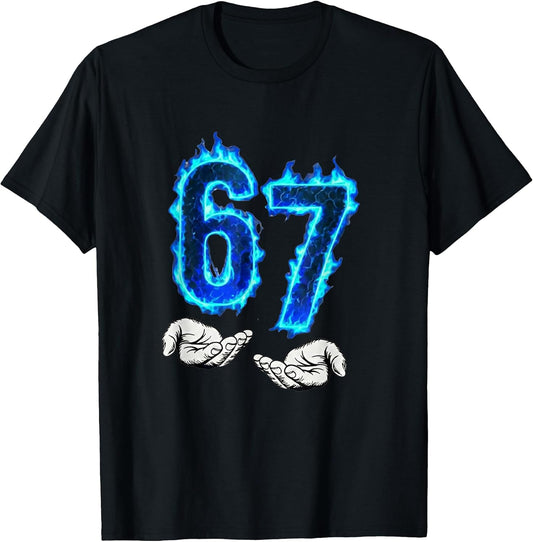 6 7 Meme Six Seven 67 Hands Meme Funny Men Girls Boys Kids T-Shirt