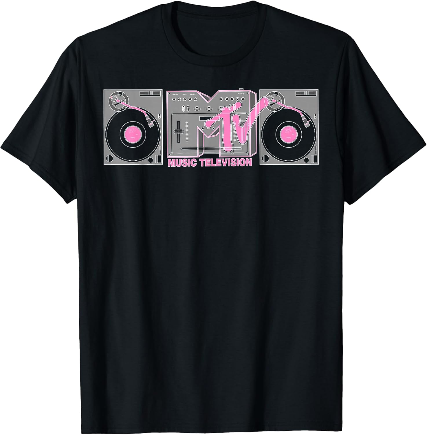 Retro Pink and Gray Boombox Logo Graphic T-Shirt T-Shirt