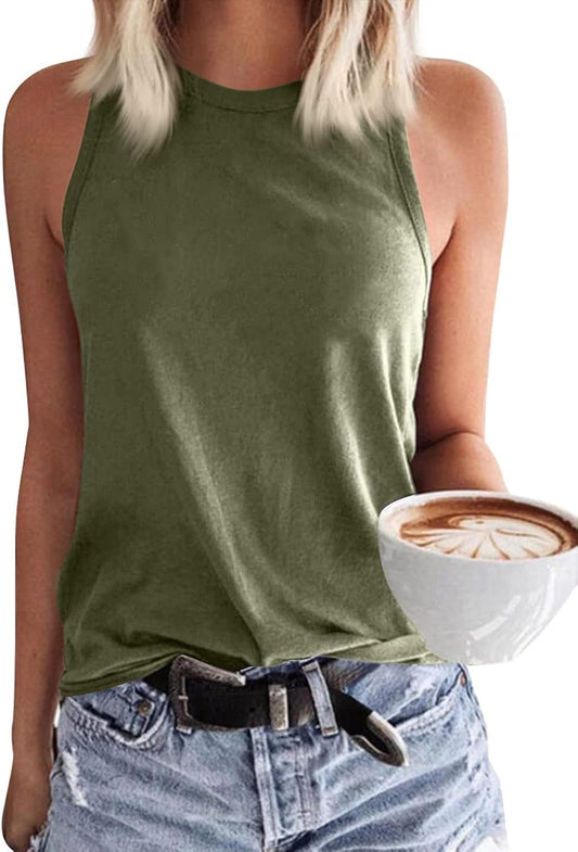 Women's Tank Tops Summer Basic Crewneck Sleeveless Casual Loose Fit Shirts Tees