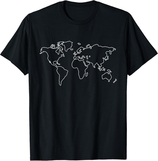 Minimalist Globe World Map T-Shirt Travel Traveler Graphic T-Shirt
