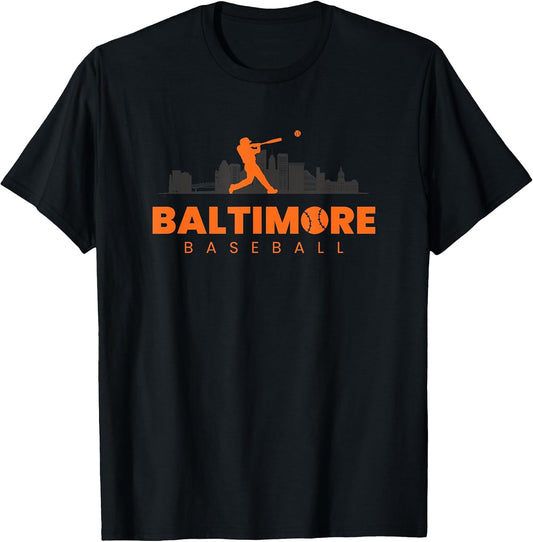 Baltimore Baseball Minimalist City Skyline Baseball Lover T-Shirt