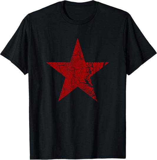 Grunge Distressed Red Star - Vintage Color Red Star T-Shirt