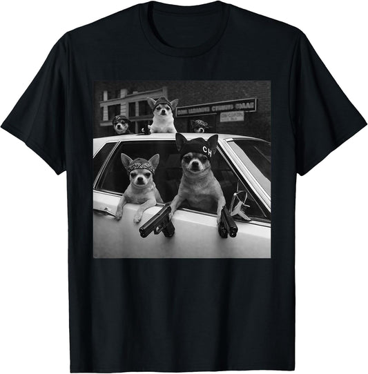 Funny Chihuahua Meme Chihuahua Gangster Dog Street Design T-Shirt