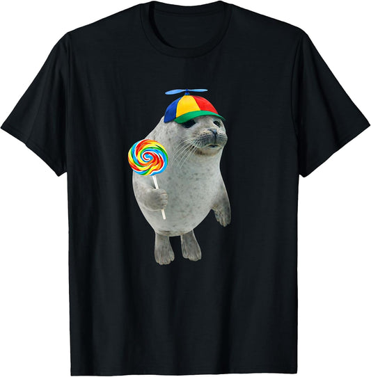 Silly Seal with Lollipop Meme T-Shirt