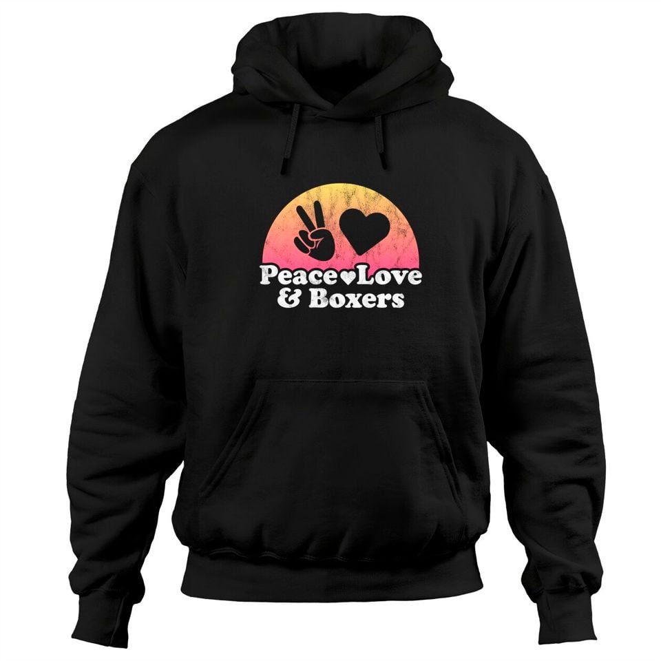 Peace Love and Boxers Dog Pullover Hoodie