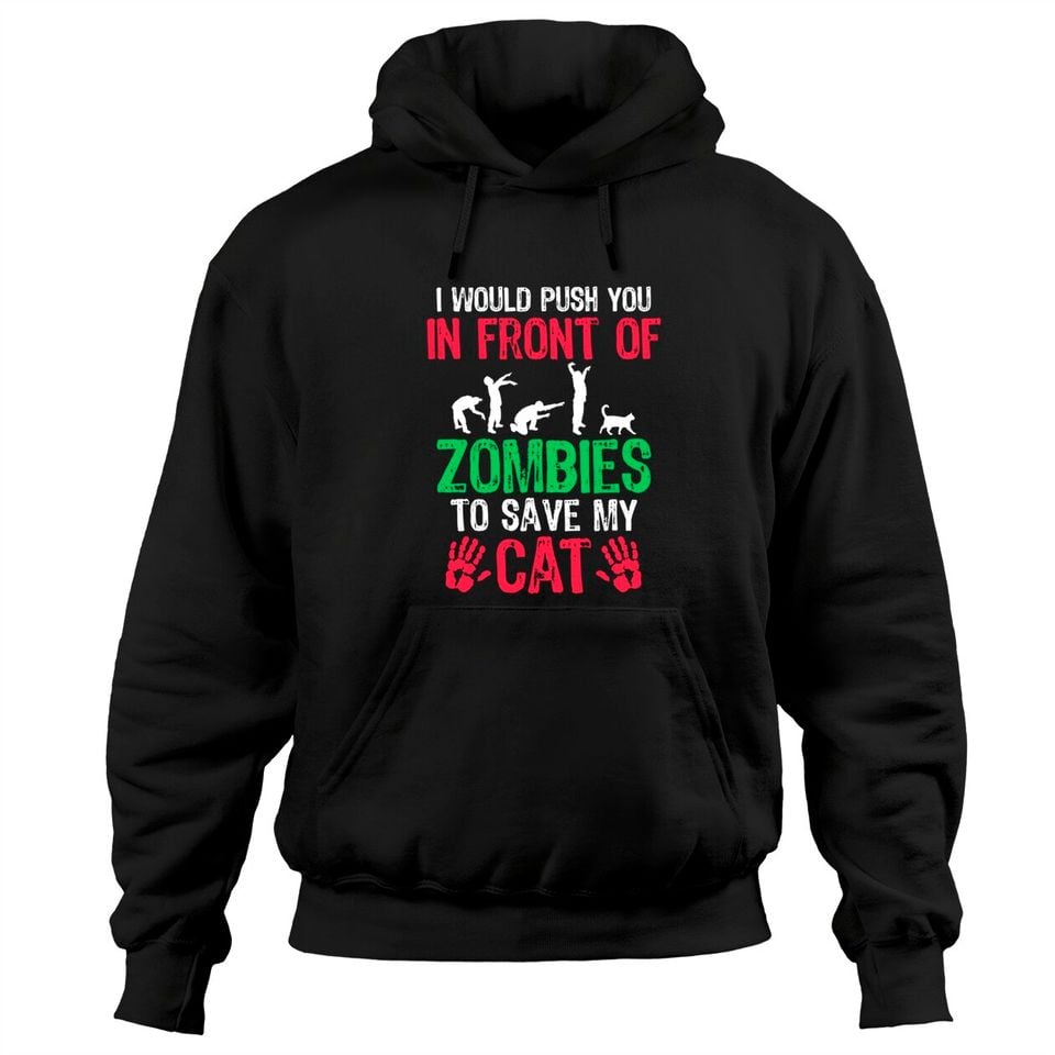 I Would Push You In Front Of Zombies To Save My Cat Lover Pullover Hoodie