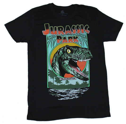 Jurassic Park Mens T-Shirt - Poster Style Logo Over Giant Dino Image Style002