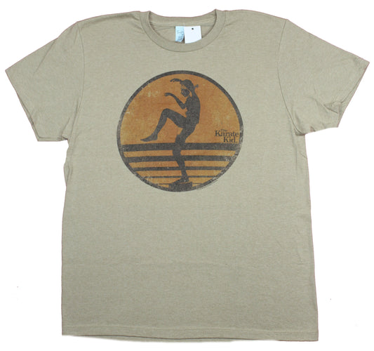 Karate Kid Mens T-Shirt - Distressed Crane Kick Pose in Circle Graphic