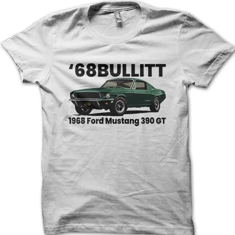 68 Bullitt Mustang 390 GT retro cotton t-shirt Hoodie, Sweatshirt | InkThreadWorks.com