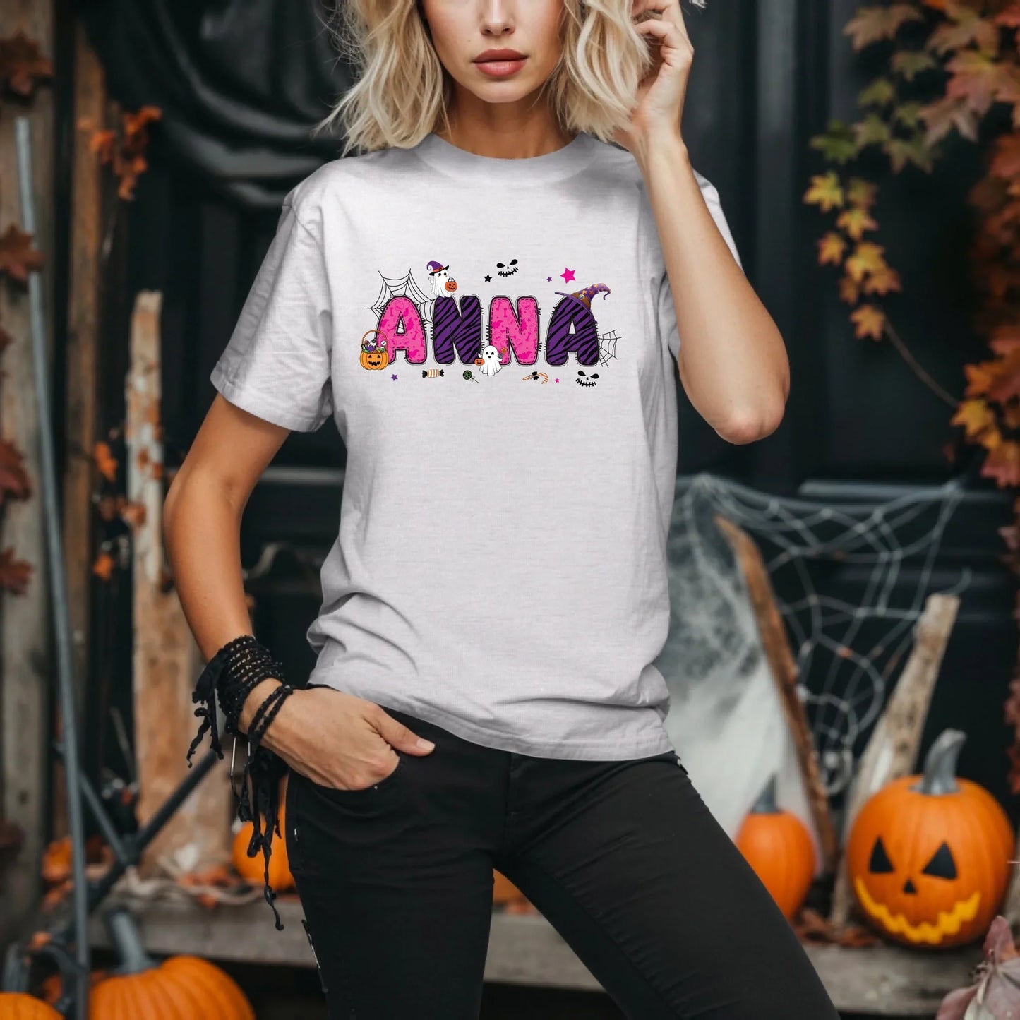 Personalized Halloween Name Shirt – Custom Cute Spooky Design Tee Hoodie, Sweatshirt | InkThreadWorks.com (Image 2)