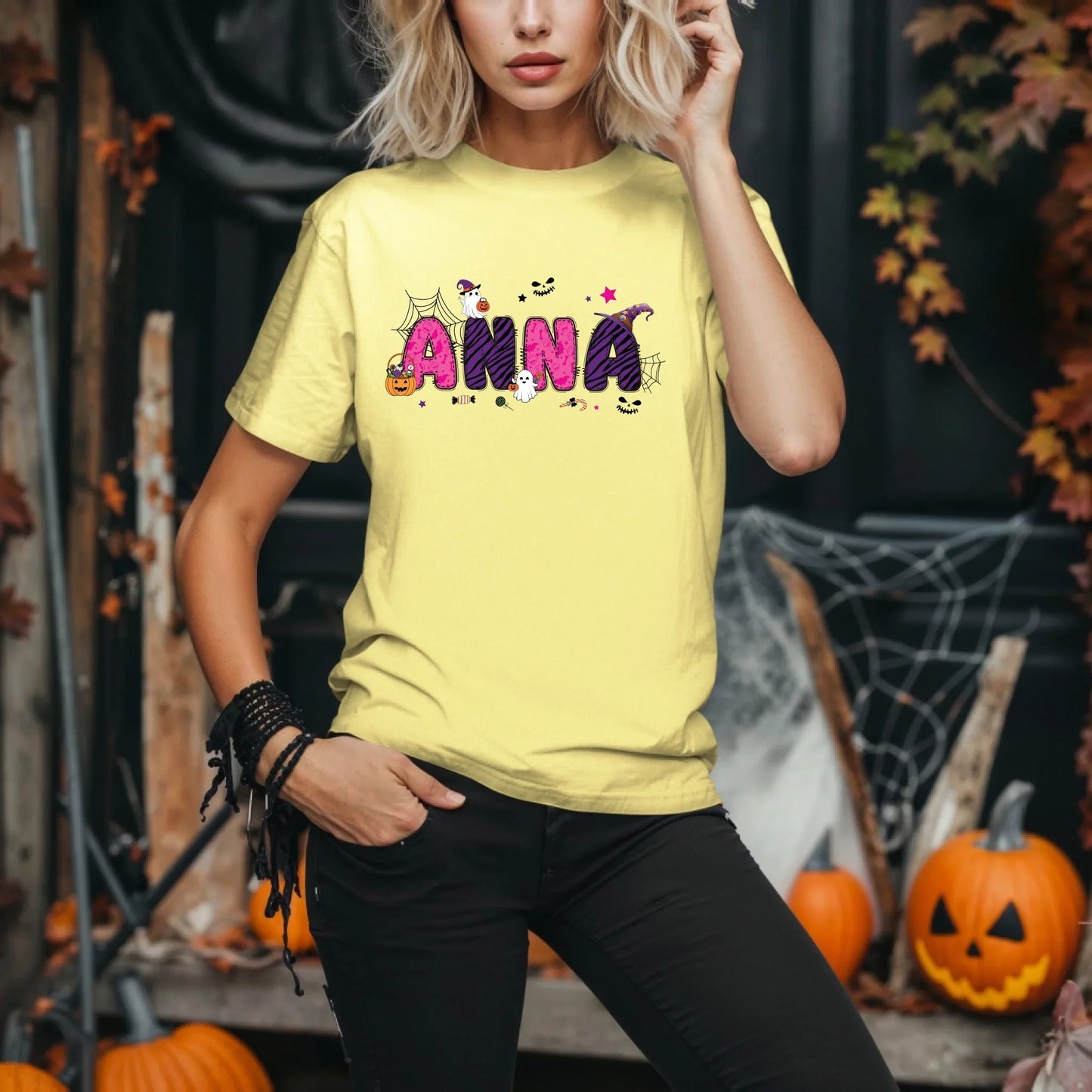 Personalized Halloween Name Shirt – Custom Cute Spooky Design Tee Hoodie, Sweatshirt | InkThreadWorks.com (Image 4)