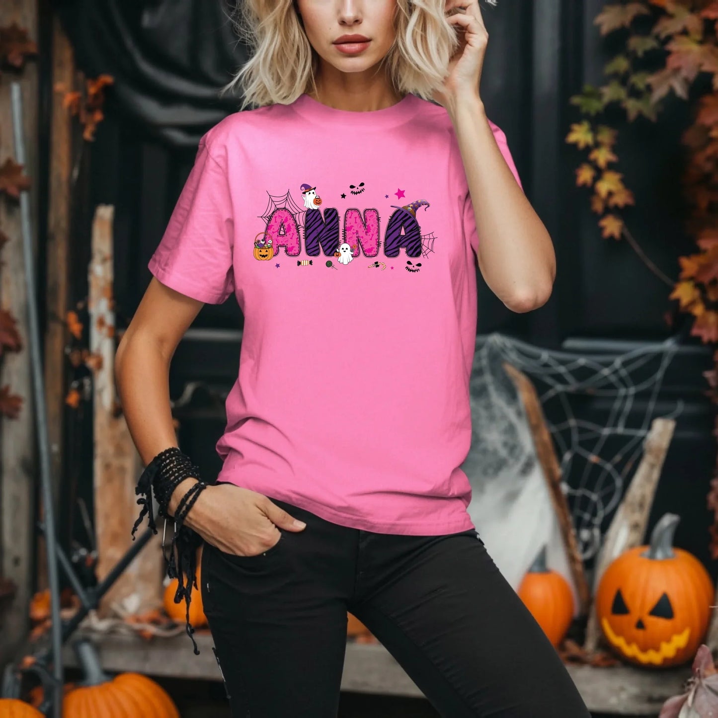 Personalized Halloween Name Shirt – Custom Cute Spooky Design Tee Hoodie, Sweatshirt | InkThreadWorks.com (Image 5)