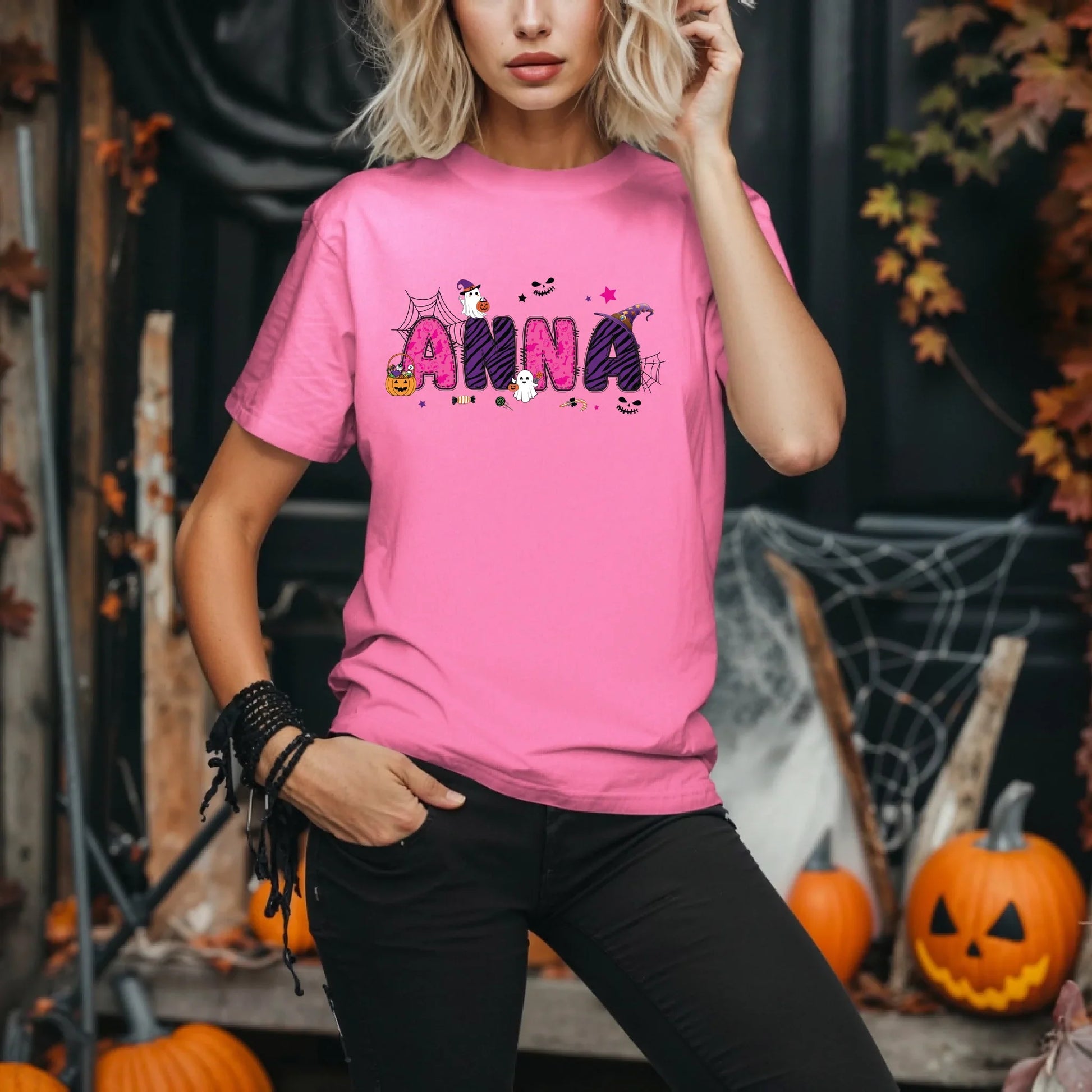Personalized Halloween Name Shirt – Custom Cute Spooky Design Tee Hoodie, Sweatshirt | InkThreadWorks.com (Image 5)