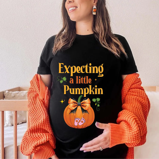 Personalized Maternity Halloween Shirt – Expecting a Little Pumpkin – Custom Baby Gender Option Hoodie, Sweatshirt (Image 1)