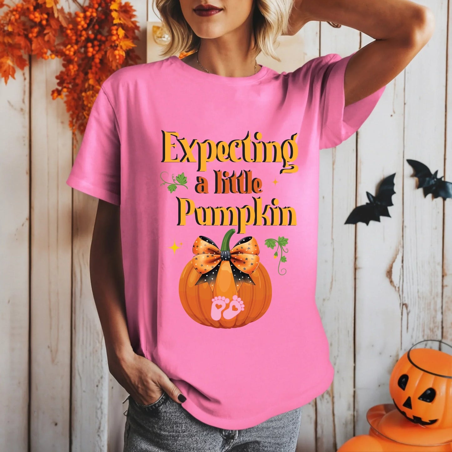 Personalized Maternity Halloween Shirt – Expecting a Little Pumpkin – Custom Baby Gender Option Hoodie, Sweatshirt (Image 4)