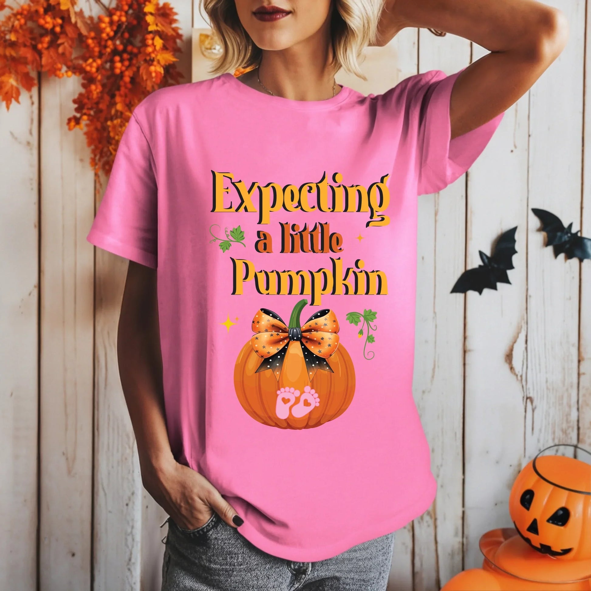Personalized Maternity Halloween Shirt – Expecting a Little Pumpkin – Custom Baby Gender Option Hoodie, Sweatshirt (Image 4)