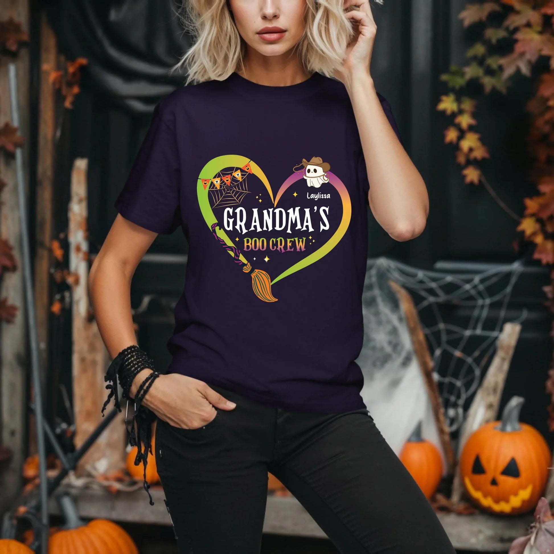 Personalized Grandma’s Boo Crew Halloween Shirt – Custom Ghosts & Names Hoodie, Sweatshirt | InkThreadWorks.com (Image 3)