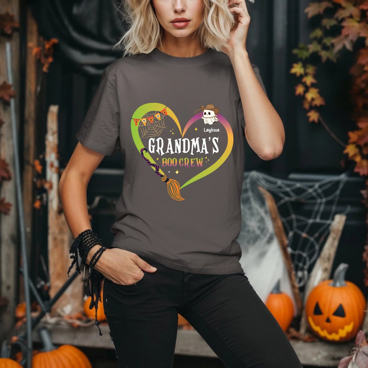 Personalized Grandma’s Boo Crew Halloween Shirt – Custom Ghosts & Names Hoodie, Sweatshirt | InkThreadWorks.com (Image 4)