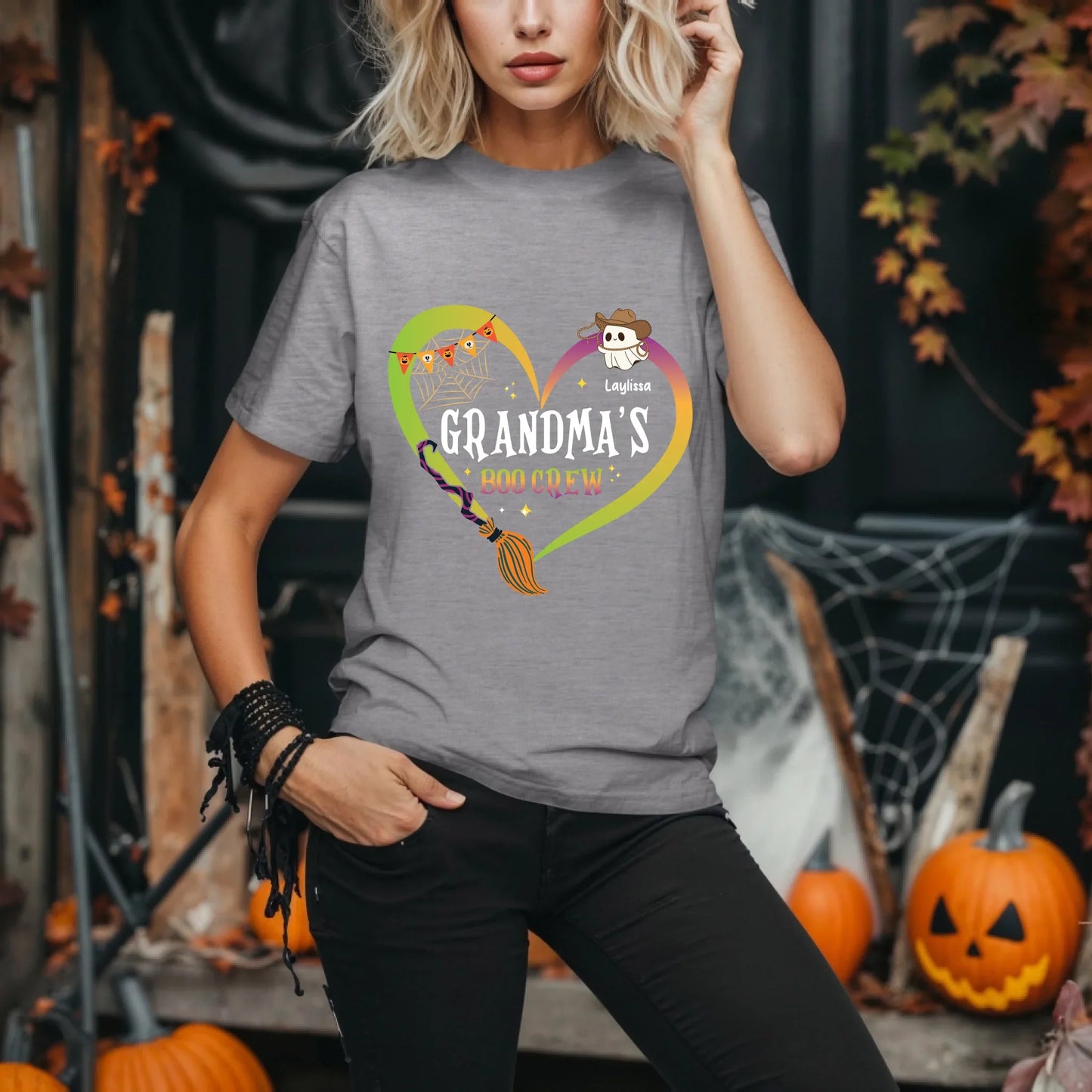 Personalized Grandma’s Boo Crew Halloween Shirt – Custom Ghosts & Names Hoodie, Sweatshirt | InkThreadWorks.com (Image 5)