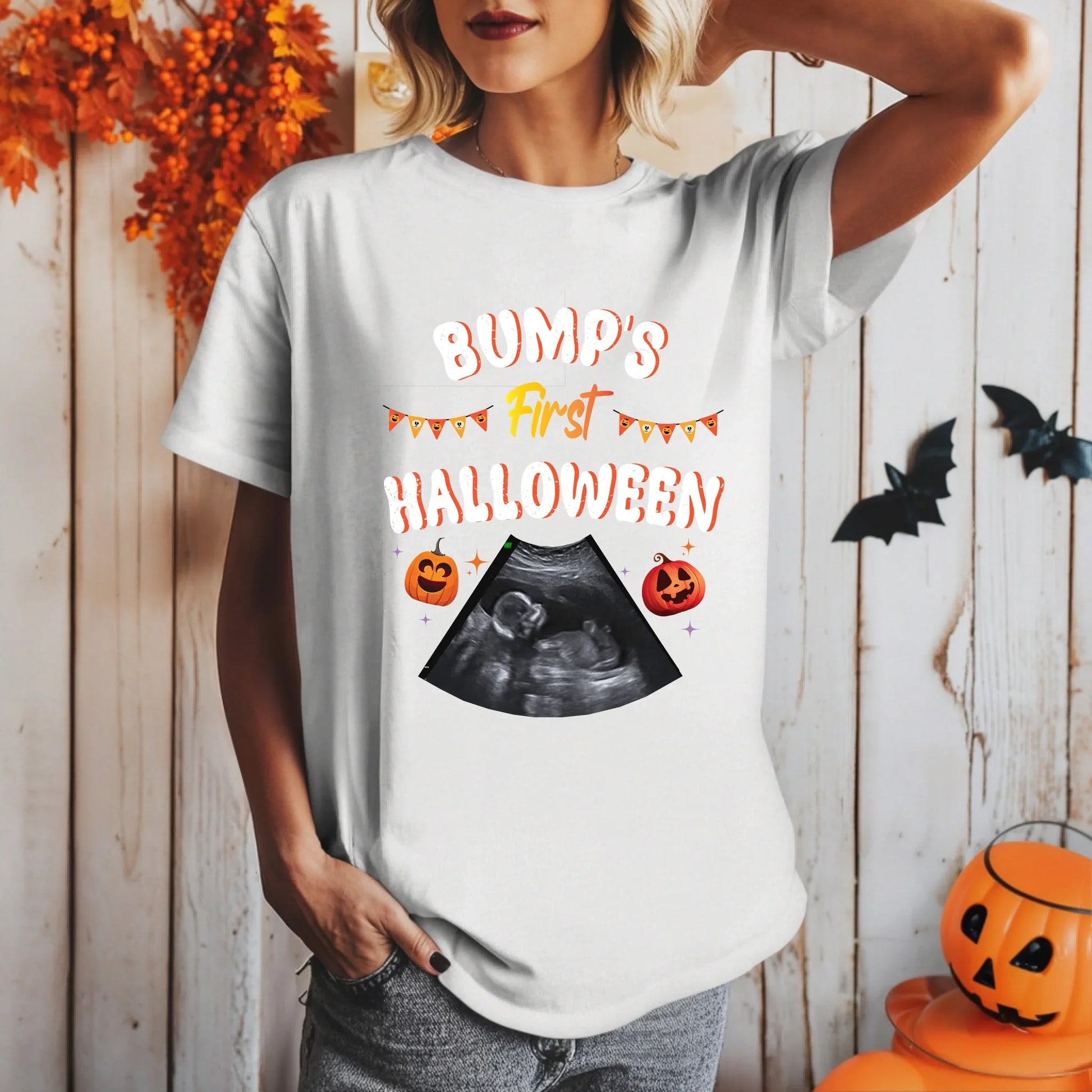 Personalized Bump’s First Halloween Shirt – Custom Ultrasound Photo Hoodie, Sweatshirt | InkThreadWorks.com (Image 2)