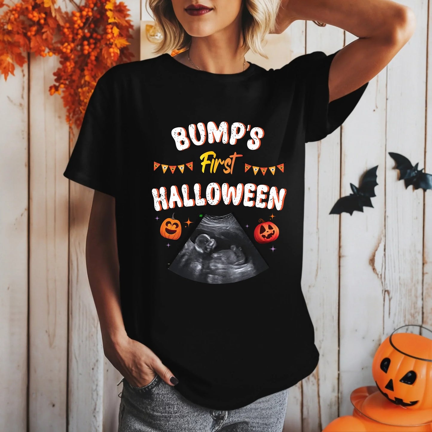 Personalized Bump’s First Halloween Shirt – Custom Ultrasound Photo Hoodie, Sweatshirt | InkThreadWorks.com (Image 3)