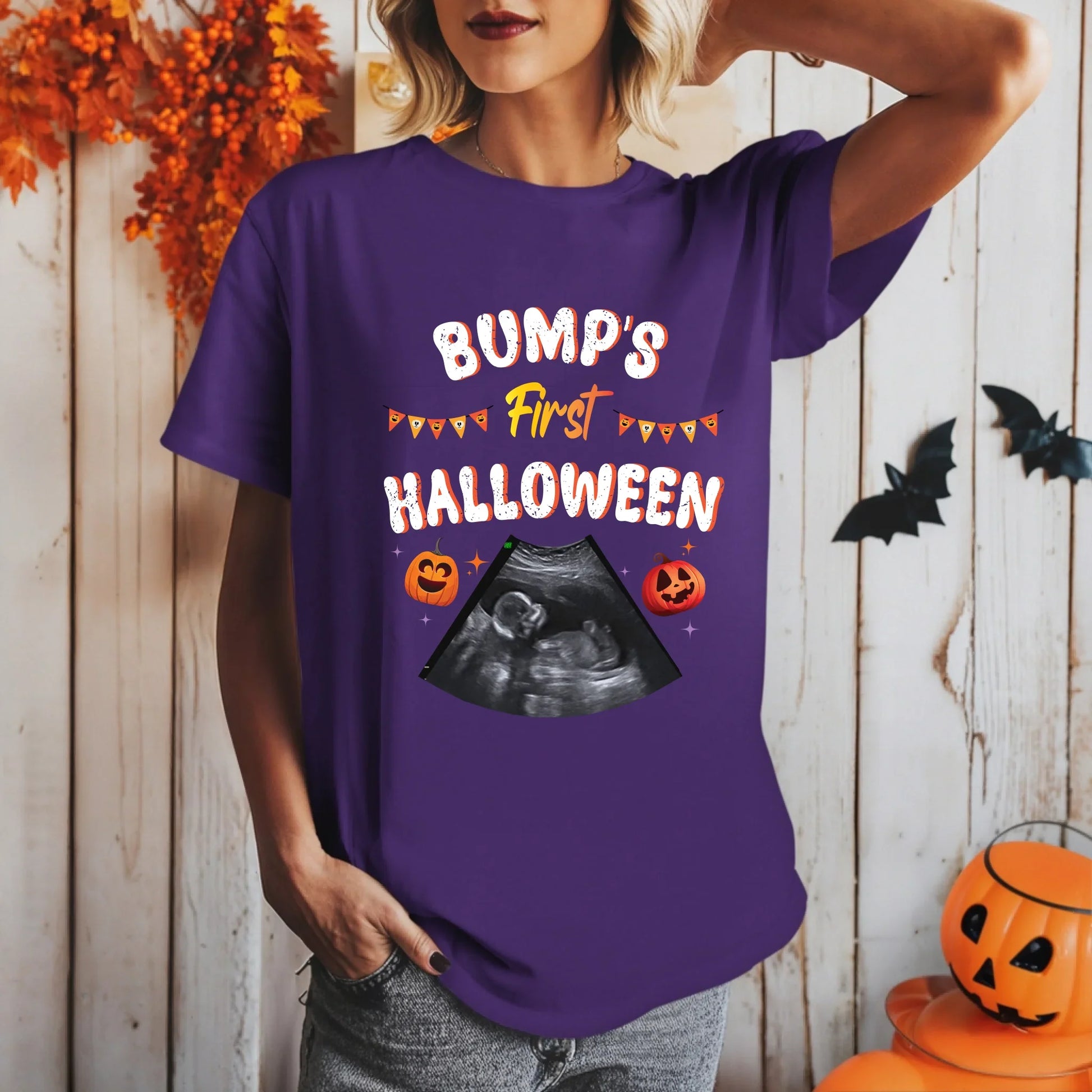 Personalized Bump’s First Halloween Shirt – Custom Ultrasound Photo Hoodie, Sweatshirt | InkThreadWorks.com (Image 4)