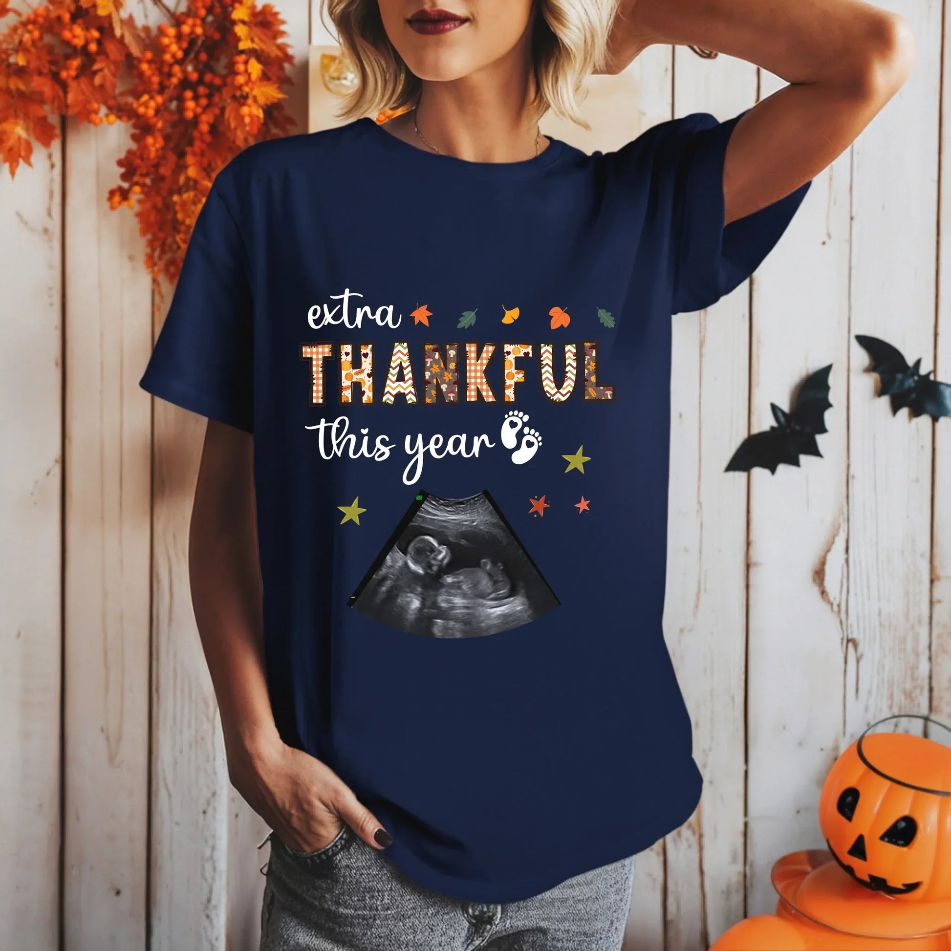 Personalized Extra Thankful This Year Maternity Shirt – Custom Baby Ultrasound Hoodie, Sweatshirt (Image 3)