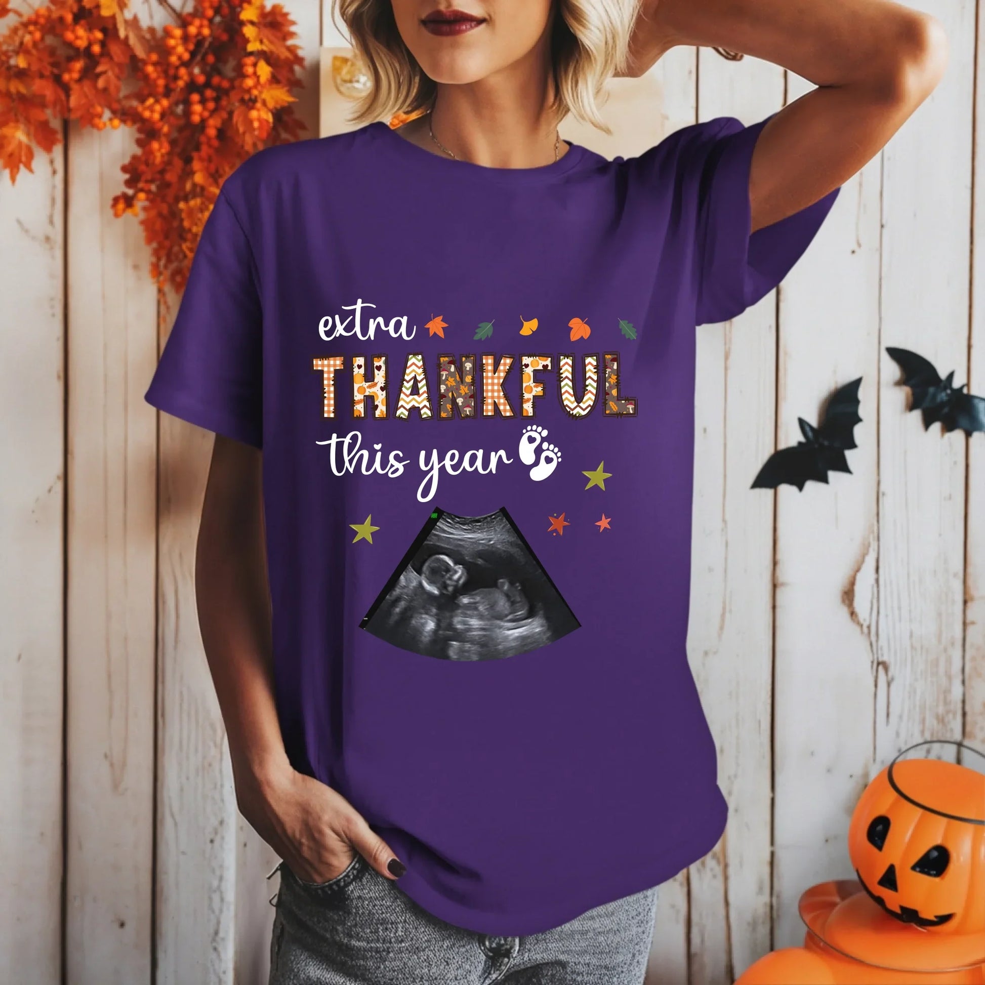 Personalized Extra Thankful This Year Maternity Shirt – Custom Baby Ultrasound Hoodie, Sweatshirt (Image 4)