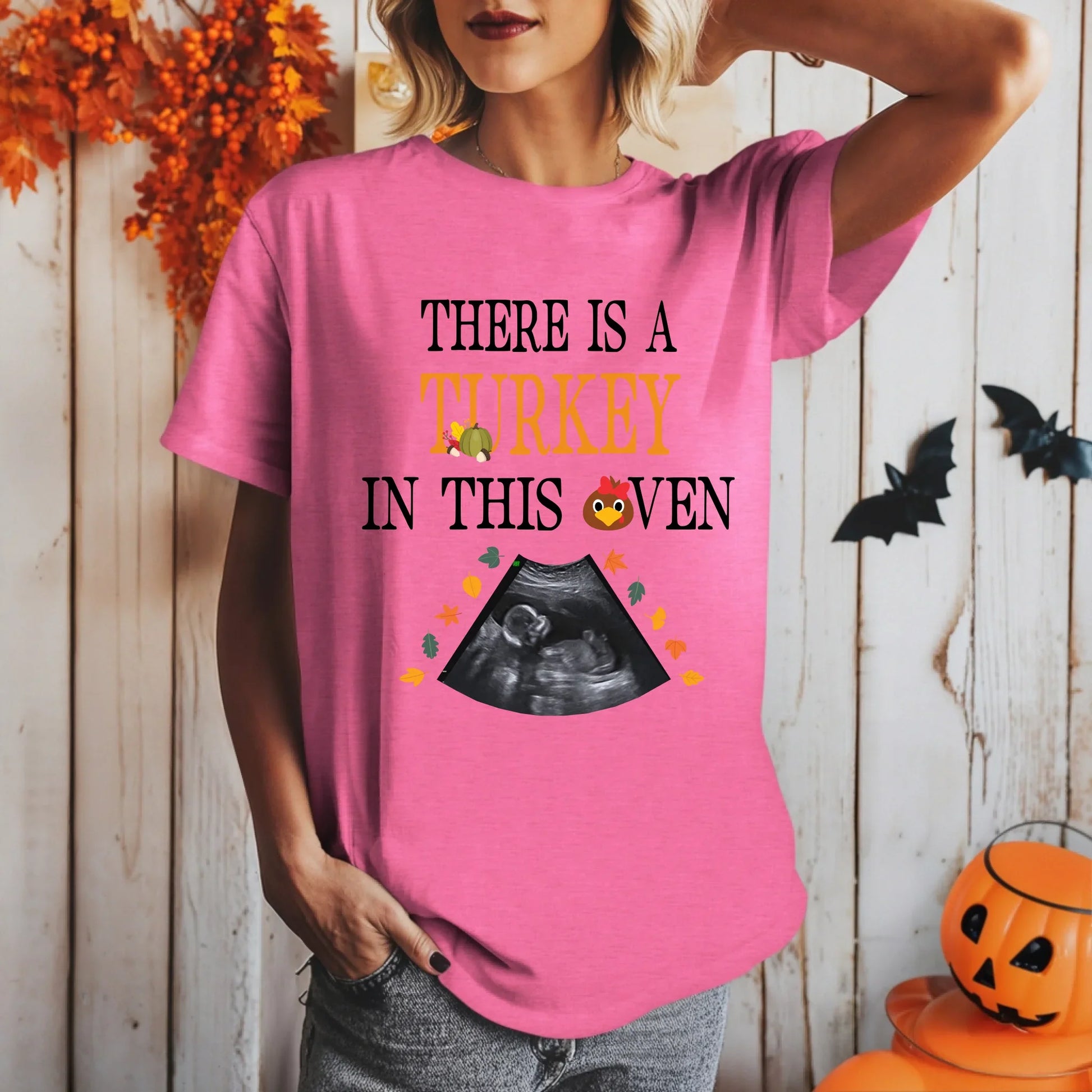 Personalized “There Is a Turkey in This Oven” Maternity Shirt – Custom Baby Ultrasound Thanksgiving Reveal... (Image 5)