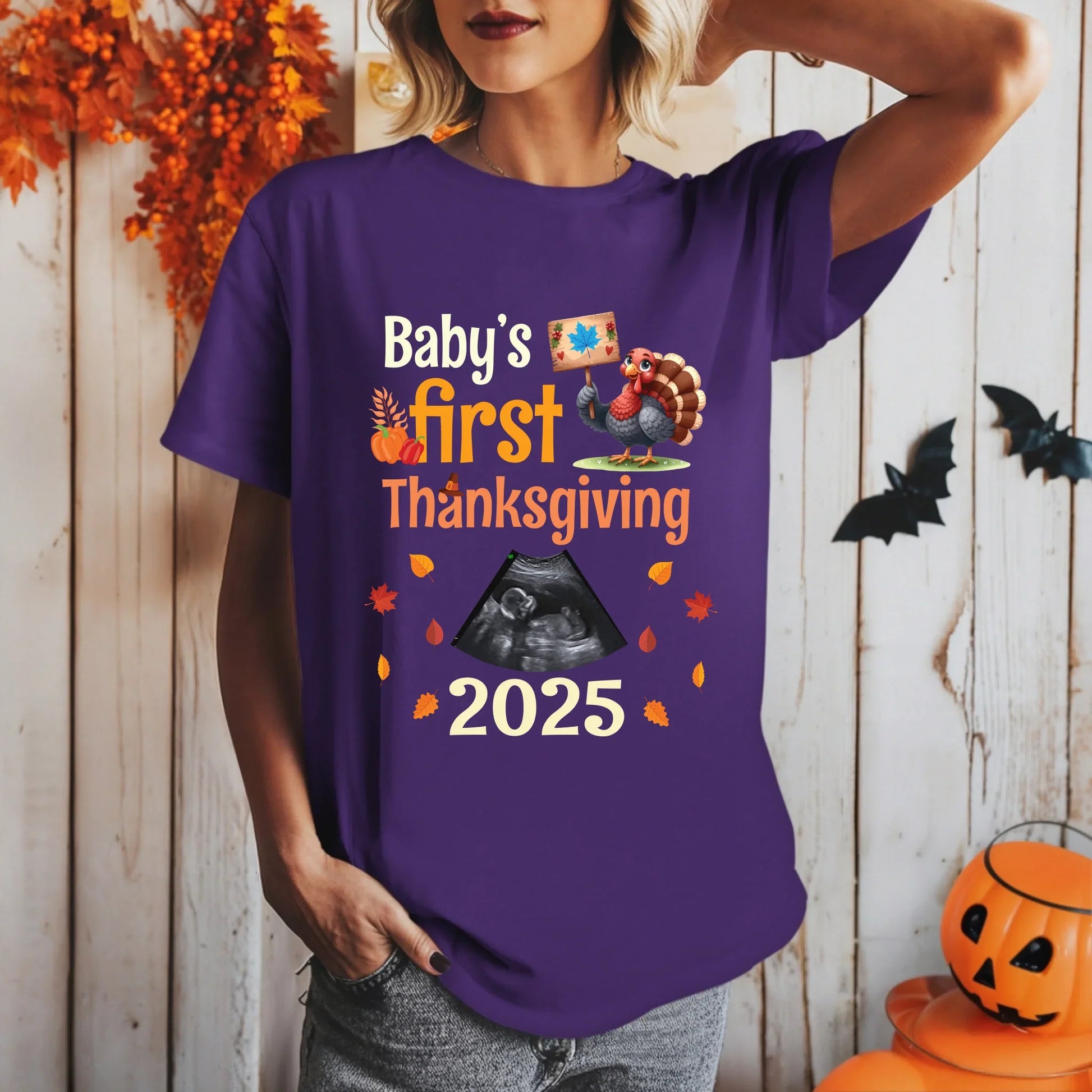 Baby’s First Thanksgiving Shirt – Personalized with Custom Ultrasound Photo | Maternity Fall Tee 2025 Hoodie,... (Image 4)
