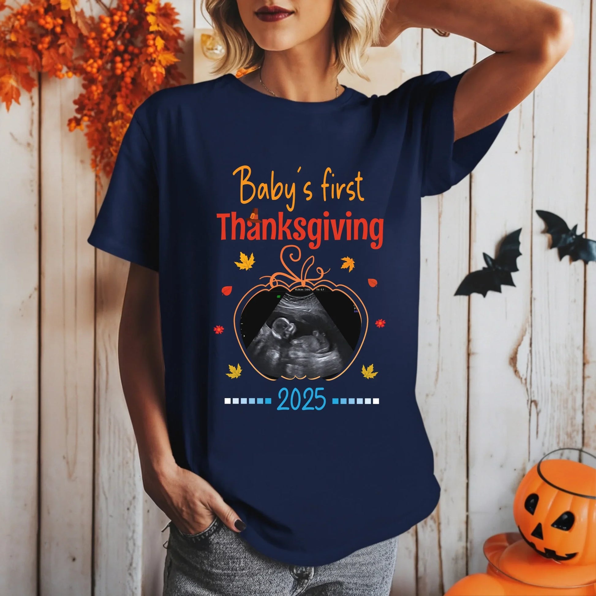 Personalized Baby’s First Thanksgiving Shirt with Custom Ultrasound & Year Hoodie, Sweatshirt | InkThreadWorks.com (Image 5)
