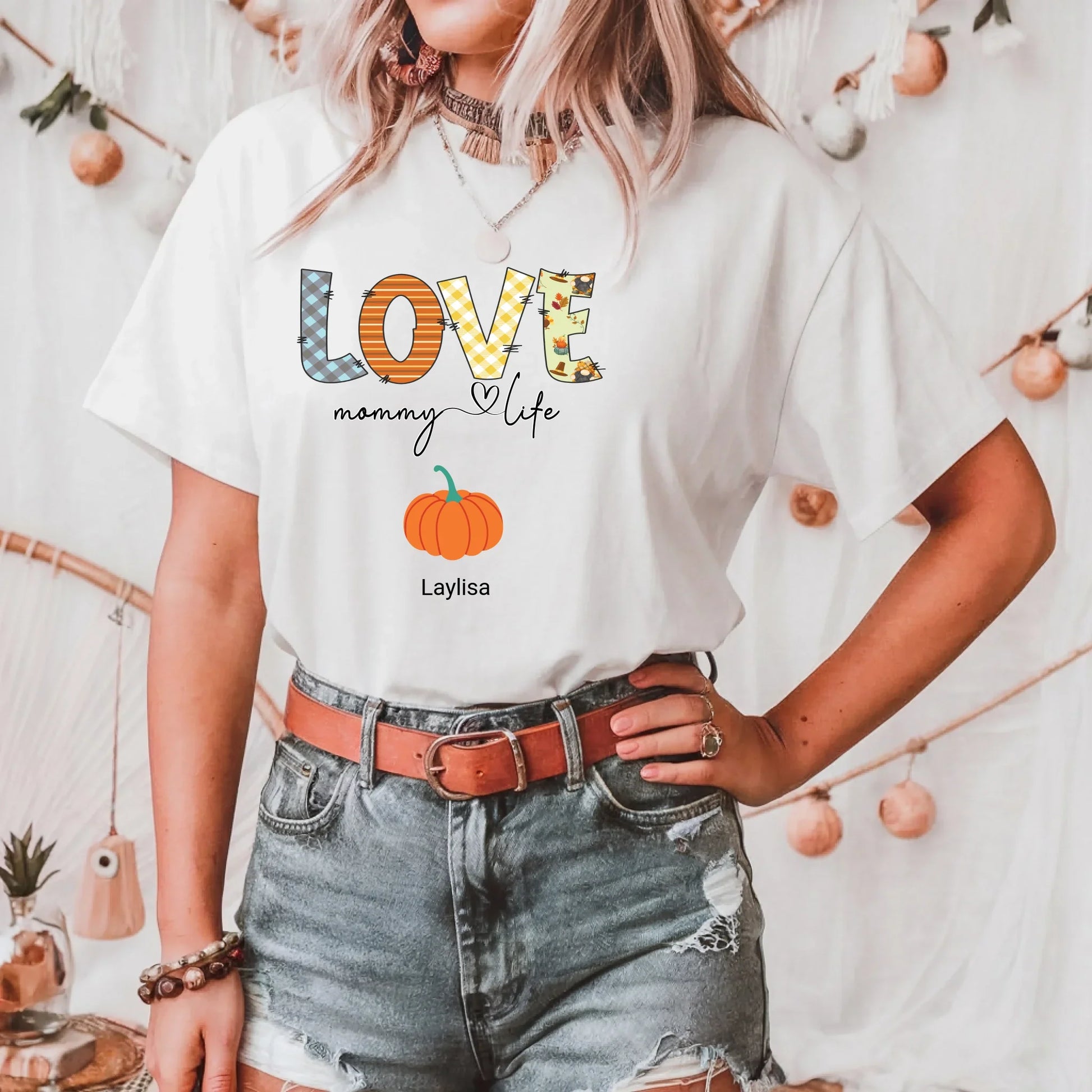 Personalized Mommy Pumpkin Shirt – Custom Family Names Fall Tee Hoodie, Sweatshirt | InkThreadWorks.com (Image 1)
