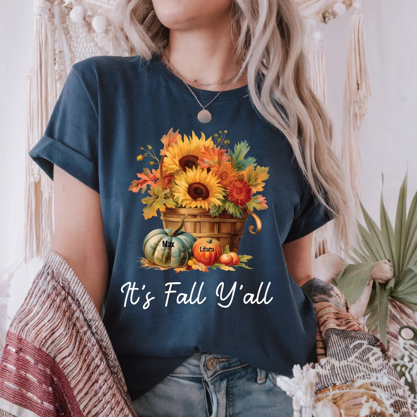 It’s Fall Y’all Shirt – Custom Family Names Autumn Tee Hoodie, Sweatshirt | InkThreadWorks.com (Image 1)