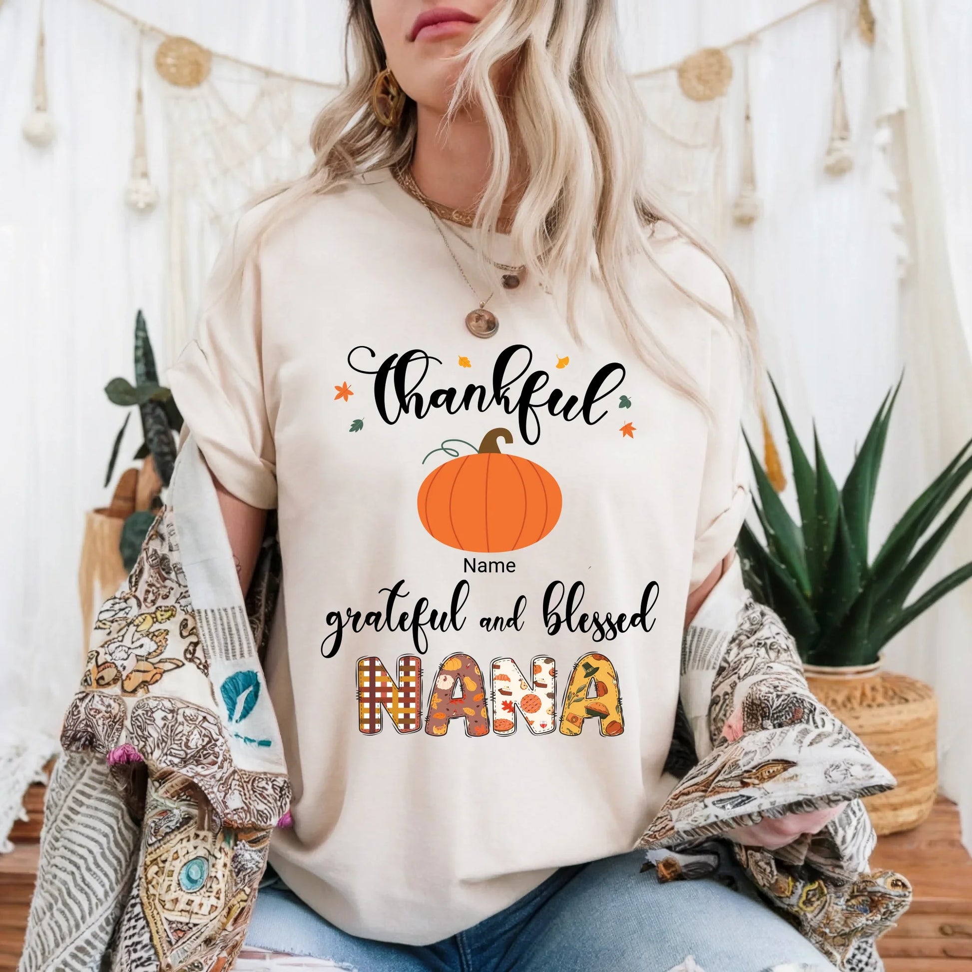 Personalized Nana/Mommy Pumpkin Shirt – Custom Family Names Thanksgiving Tee Hoodie, Sweatshirt (Image 1)
