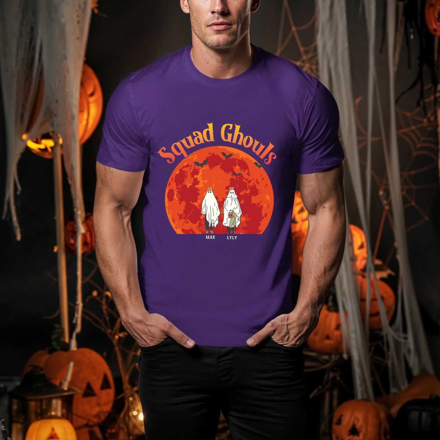 Personalized Squad Ghouls Halloween Shirt – Custom Ghost Characters & Names Hoodie, Sweatshirt | InkThreadWorks.com (Image 3)