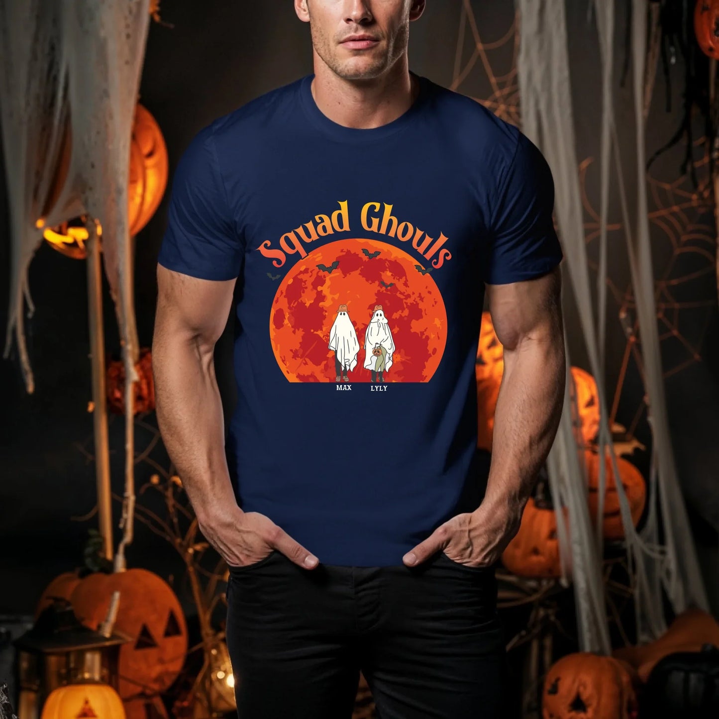 Personalized Squad Ghouls Halloween Shirt – Custom Ghost Characters & Names Hoodie, Sweatshirt | InkThreadWorks.com (Image 2)