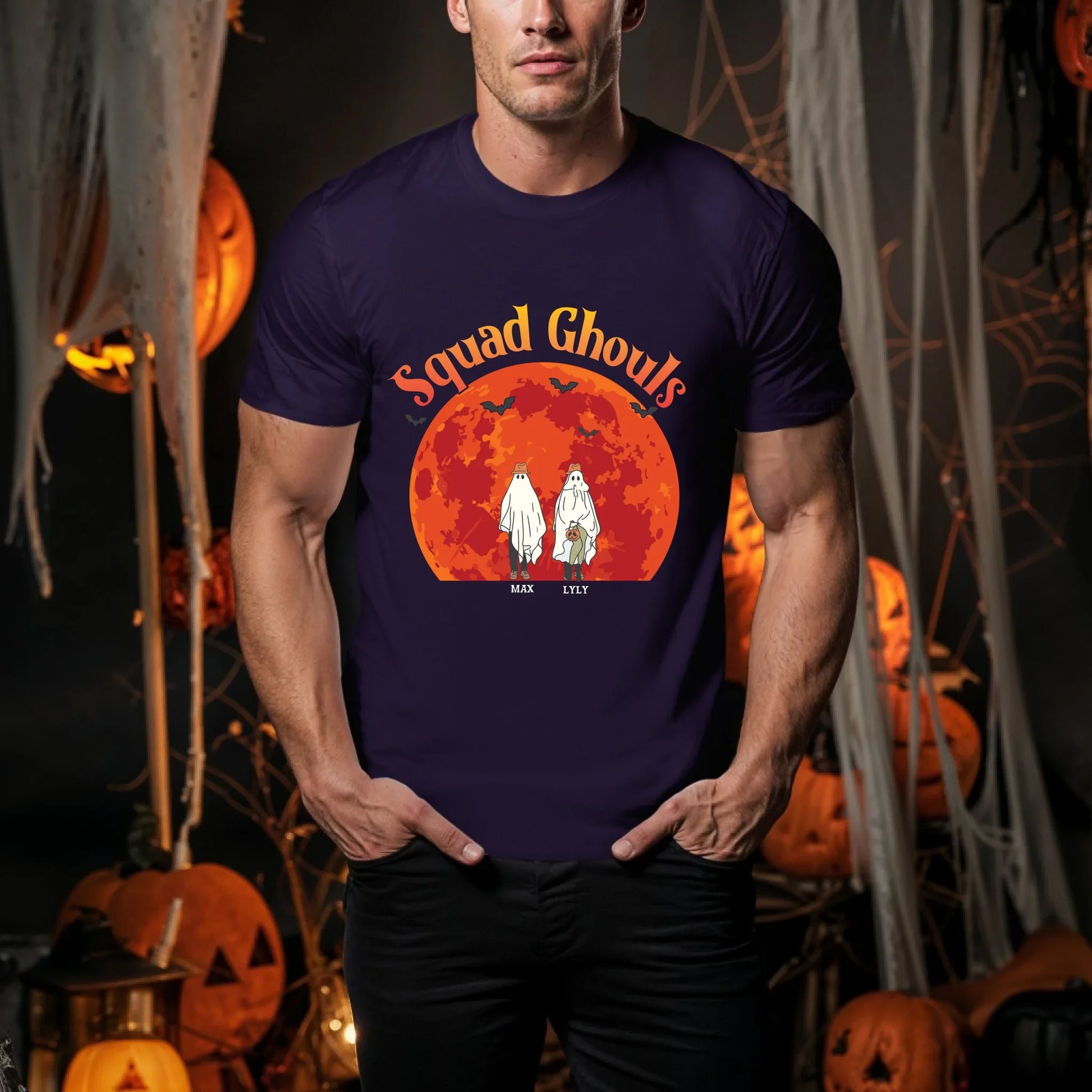 Personalized Squad Ghouls Halloween Shirt – Custom Ghost Characters & Names Hoodie, Sweatshirt | InkThreadWorks.com (Image 4)