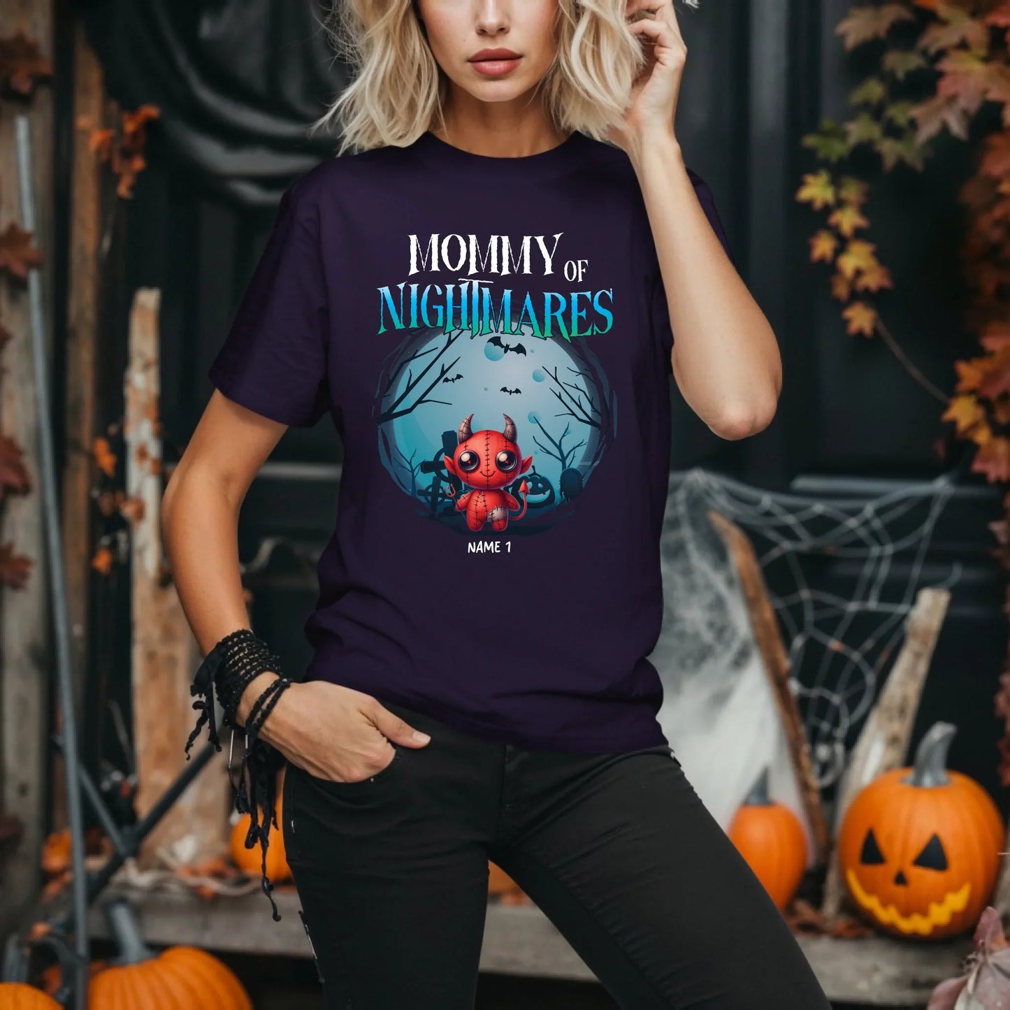 Personalized Mommy of Nightmares Halloween Shirt – Custom Monster Doll & Child’s Name Hoodie, Sweatshirt (Image 3)