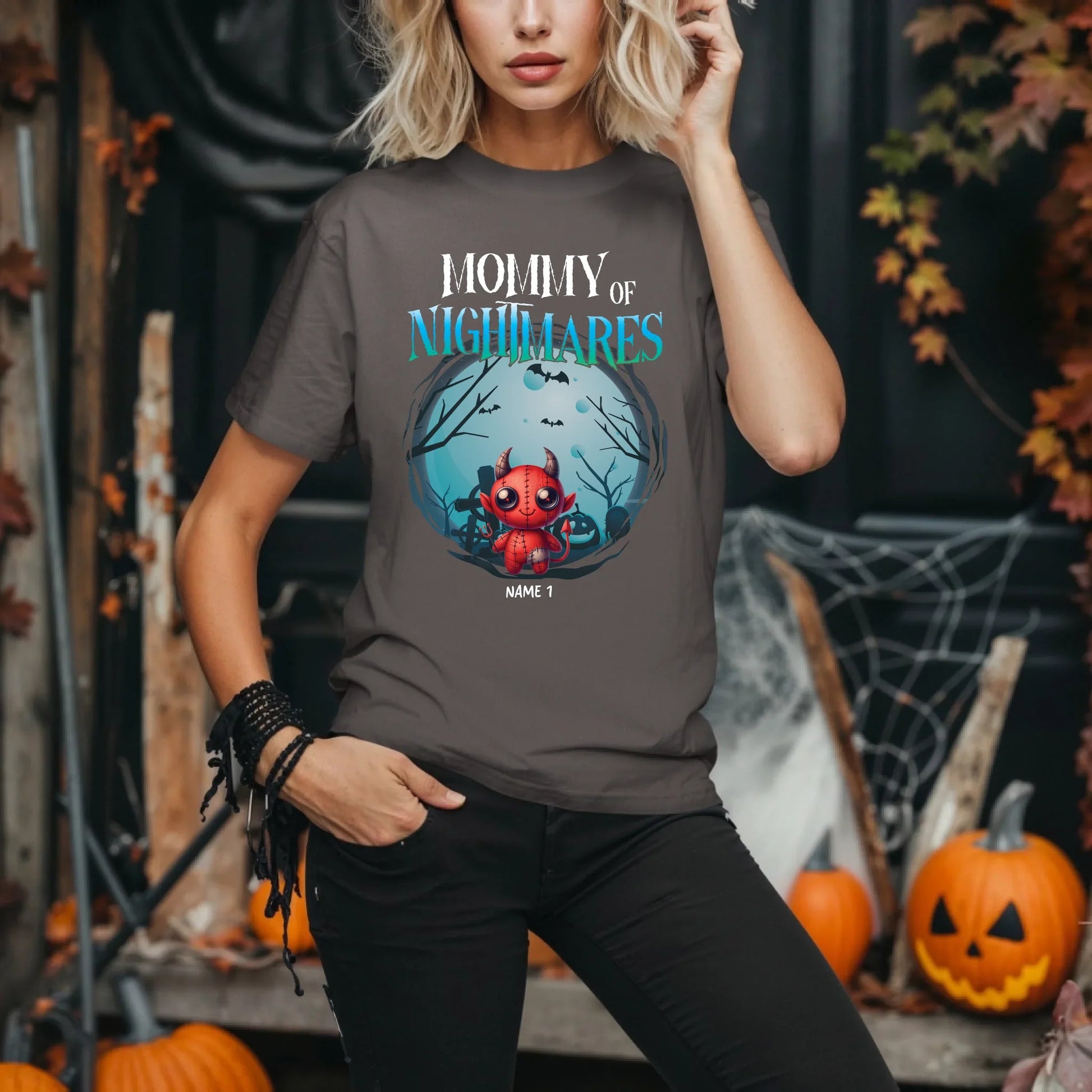 Personalized Mommy of Nightmares Halloween Shirt – Custom Monster Doll & Child’s Name Hoodie, Sweatshirt (Image 4)