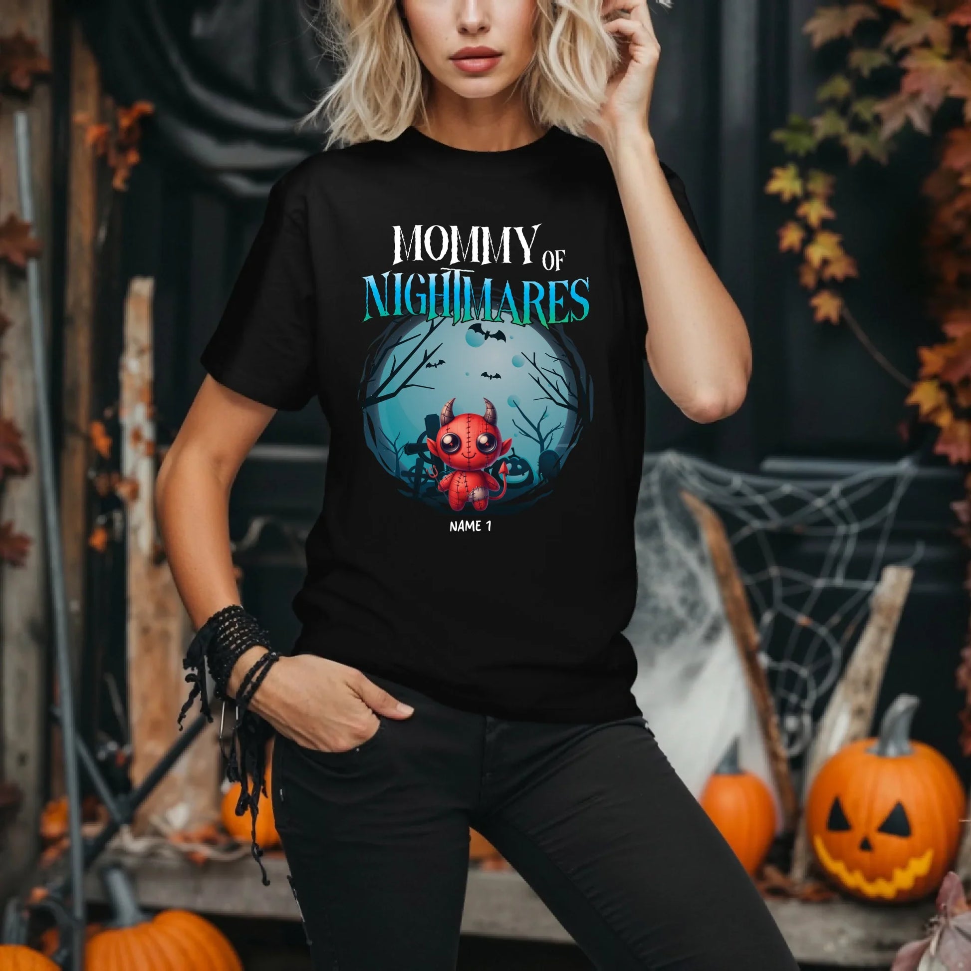 Personalized Mommy of Nightmares Halloween Shirt – Custom Monster Doll & Child’s Name Hoodie, Sweatshirt (Image 1)