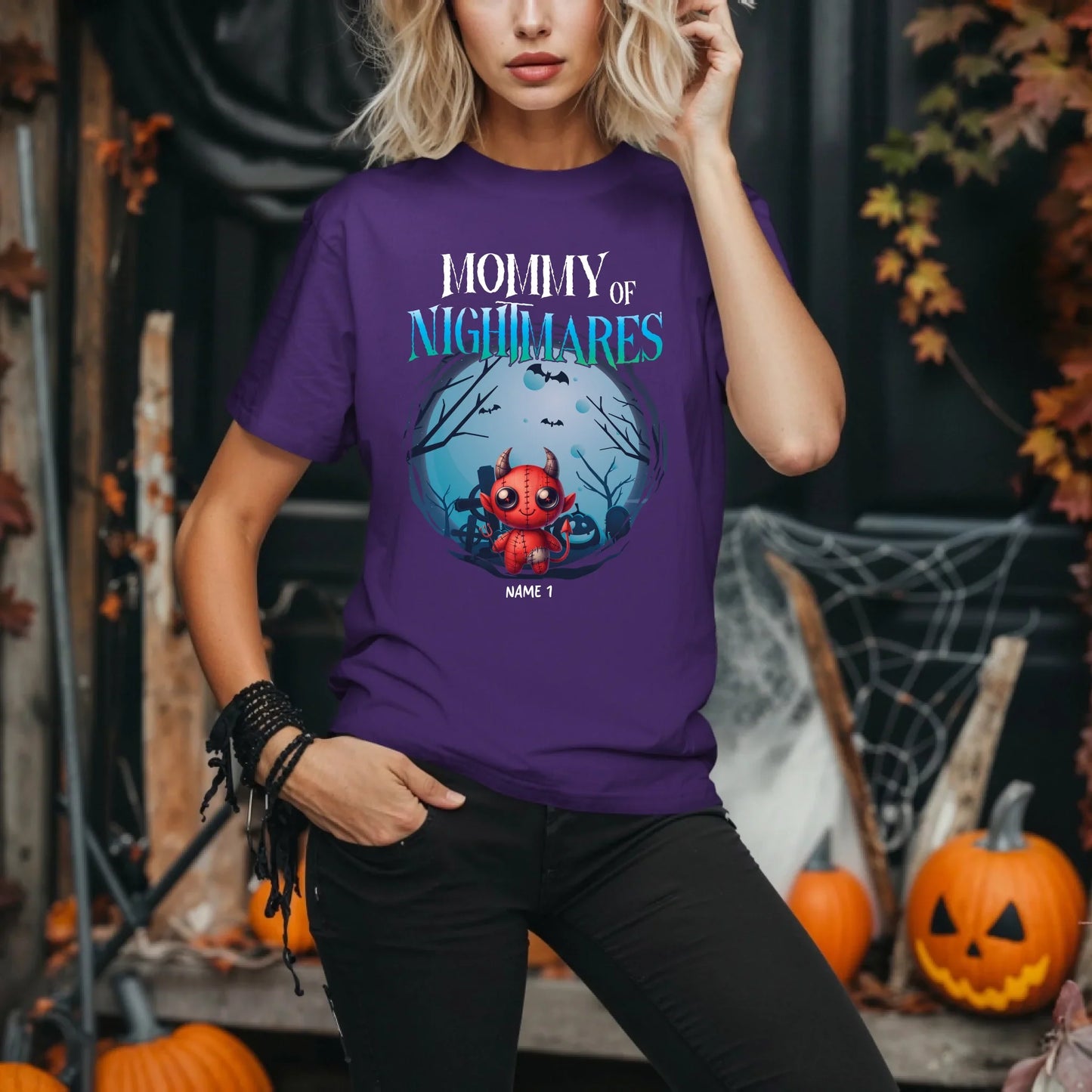 Personalized Mommy of Nightmares Halloween Shirt – Custom Monster Doll & Child’s Name Hoodie, Sweatshirt (Image 2)