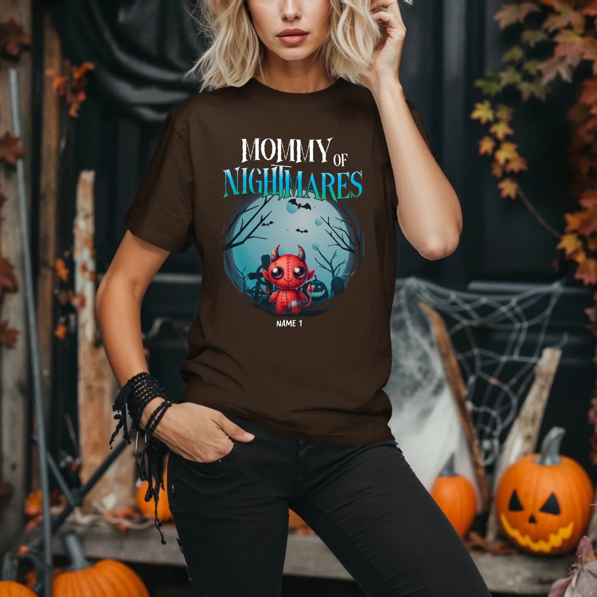 Personalized Mommy of Nightmares Halloween Shirt – Custom Monster Doll & Child’s Name Hoodie, Sweatshirt (Image 5)