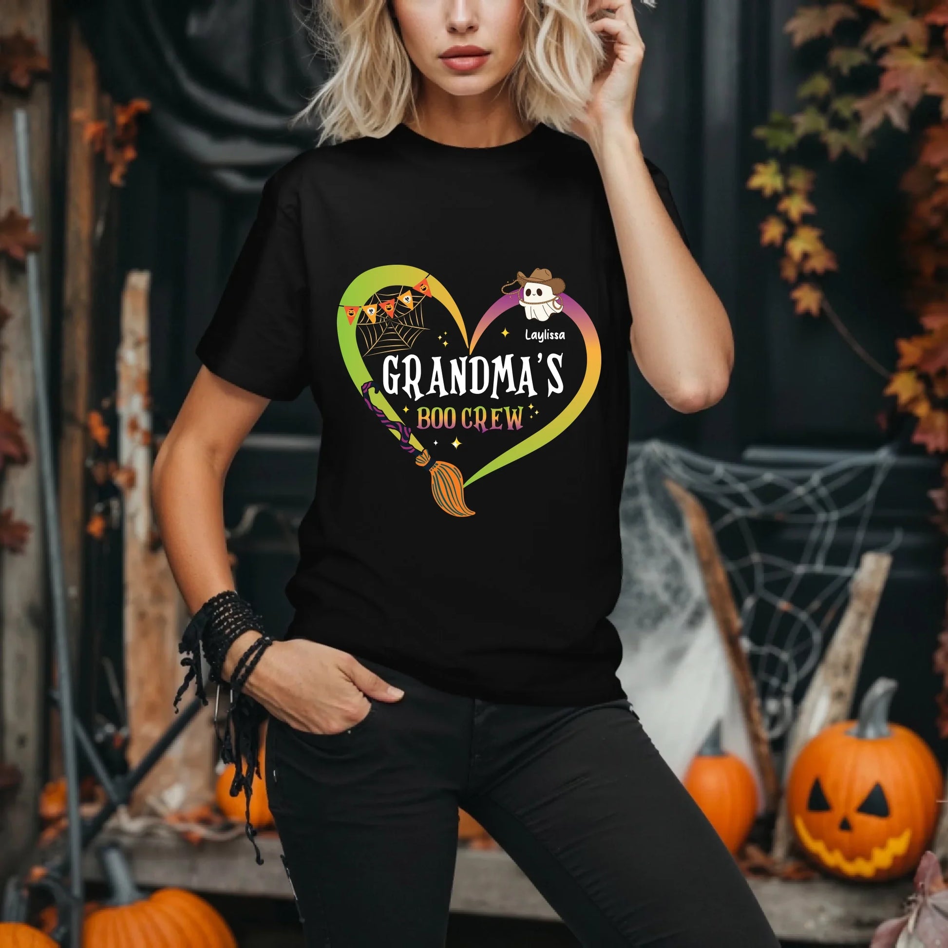 Personalized Grandma’s Boo Crew Halloween Shirt – Custom Ghosts & Names Hoodie, Sweatshirt | InkThreadWorks.com (Image 1)