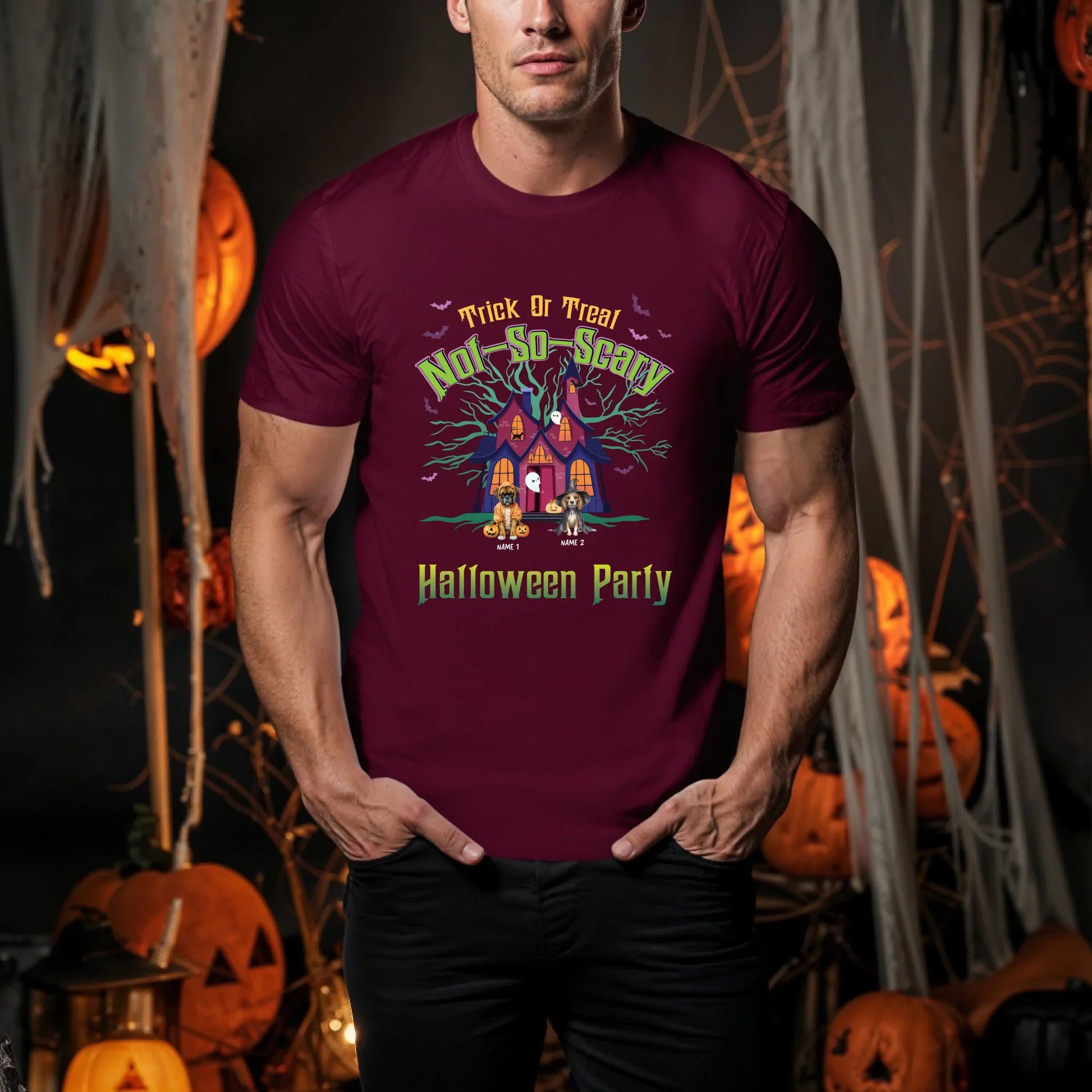 Personalized Halloween Dog Shirt – Custom Pet Names – Trick or Treat Not So Scary Tee Hoodie, Sweatshirt (Image 2)