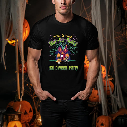 Personalized Halloween Dog Shirt – Custom Pet Names – Trick or Treat Not So Scary Tee Hoodie, Sweatshirt (Image 1)