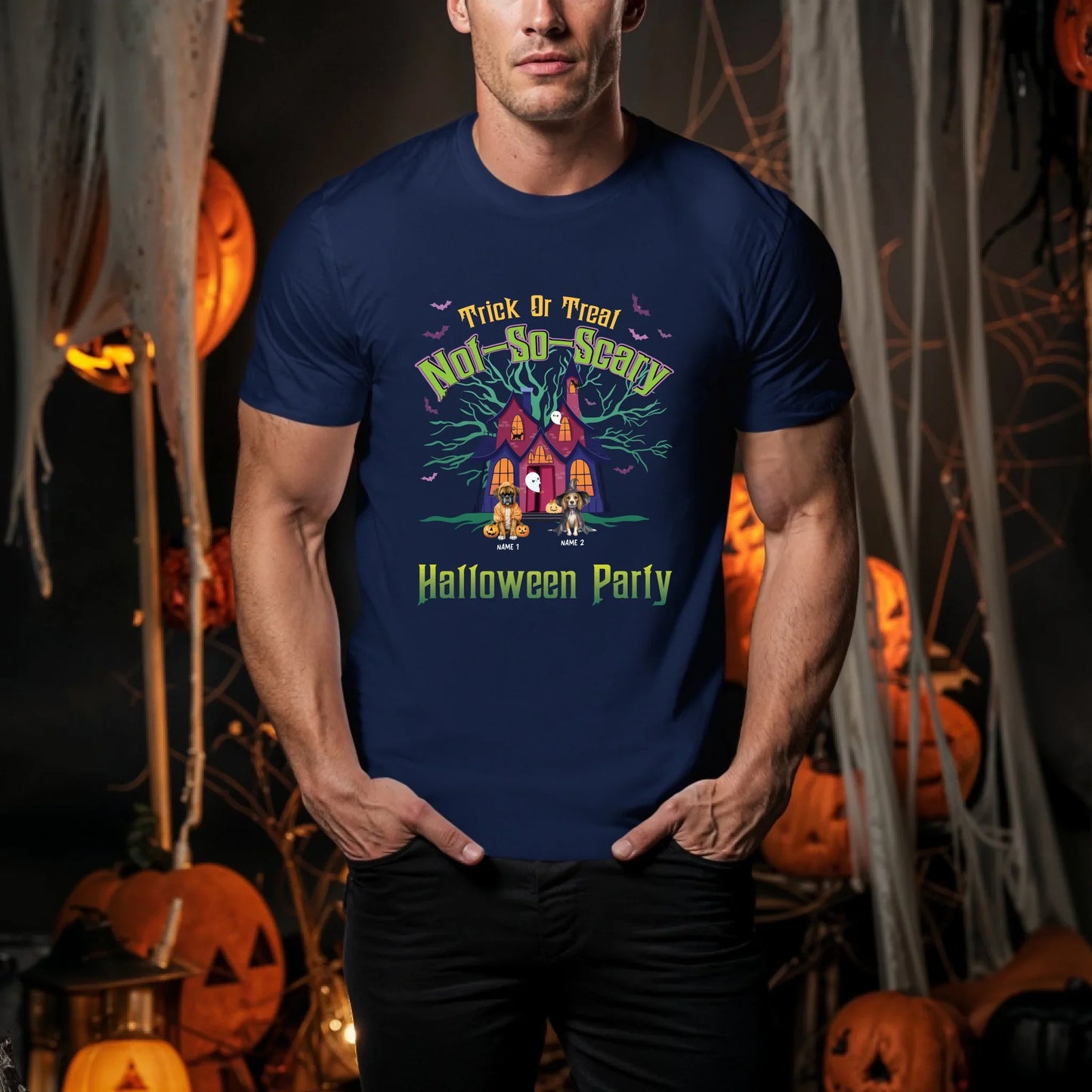 Personalized Halloween Dog Shirt – Custom Pet Names – Trick or Treat Not So Scary Tee Hoodie, Sweatshirt (Image 3)