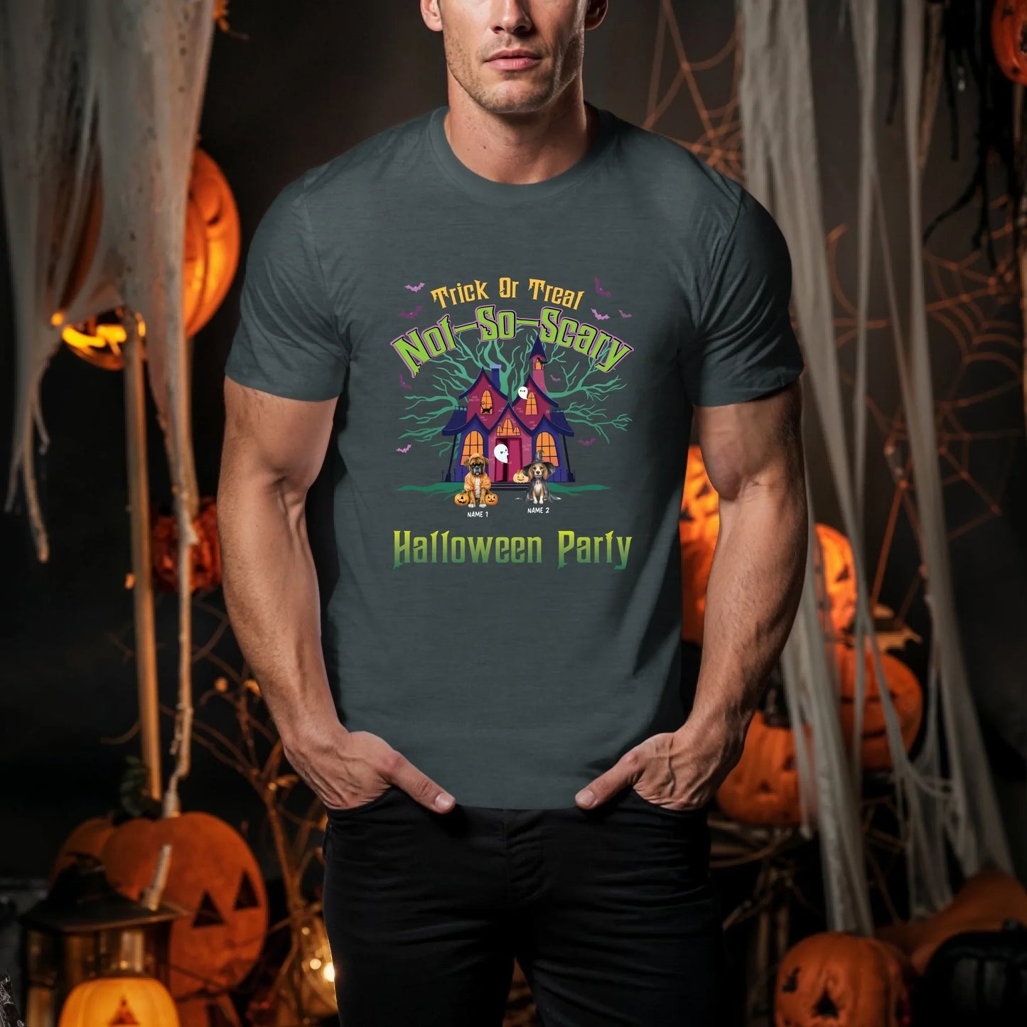 Personalized Halloween Dog Shirt – Custom Pet Names – Trick or Treat Not So Scary Tee Hoodie, Sweatshirt (Image 4)