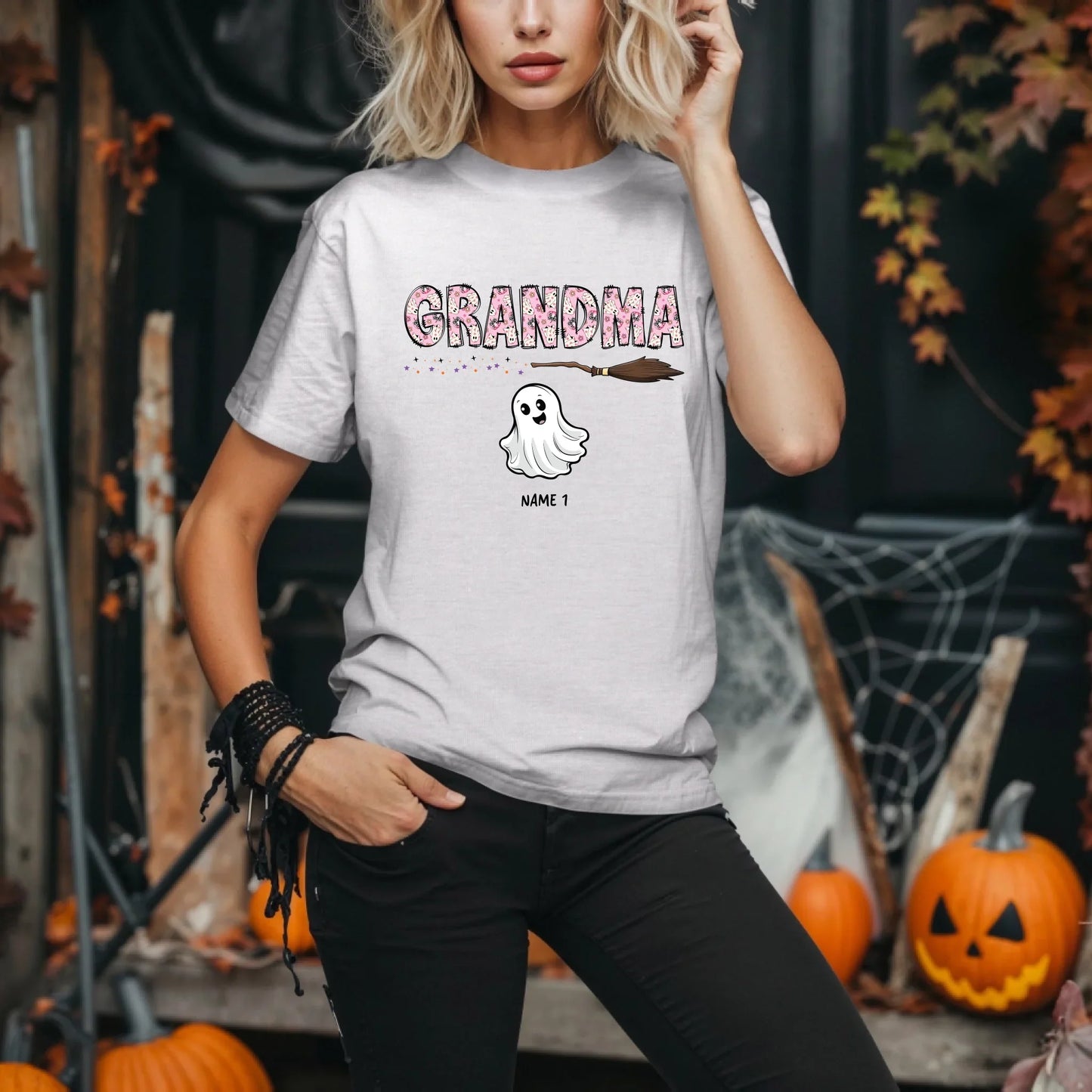 Personalized Grandma Ghost Shirt – Custom Boo Styles & Kids’ Names – Halloween Gift Tee Hoodie, Sweatshirt (Image 1)