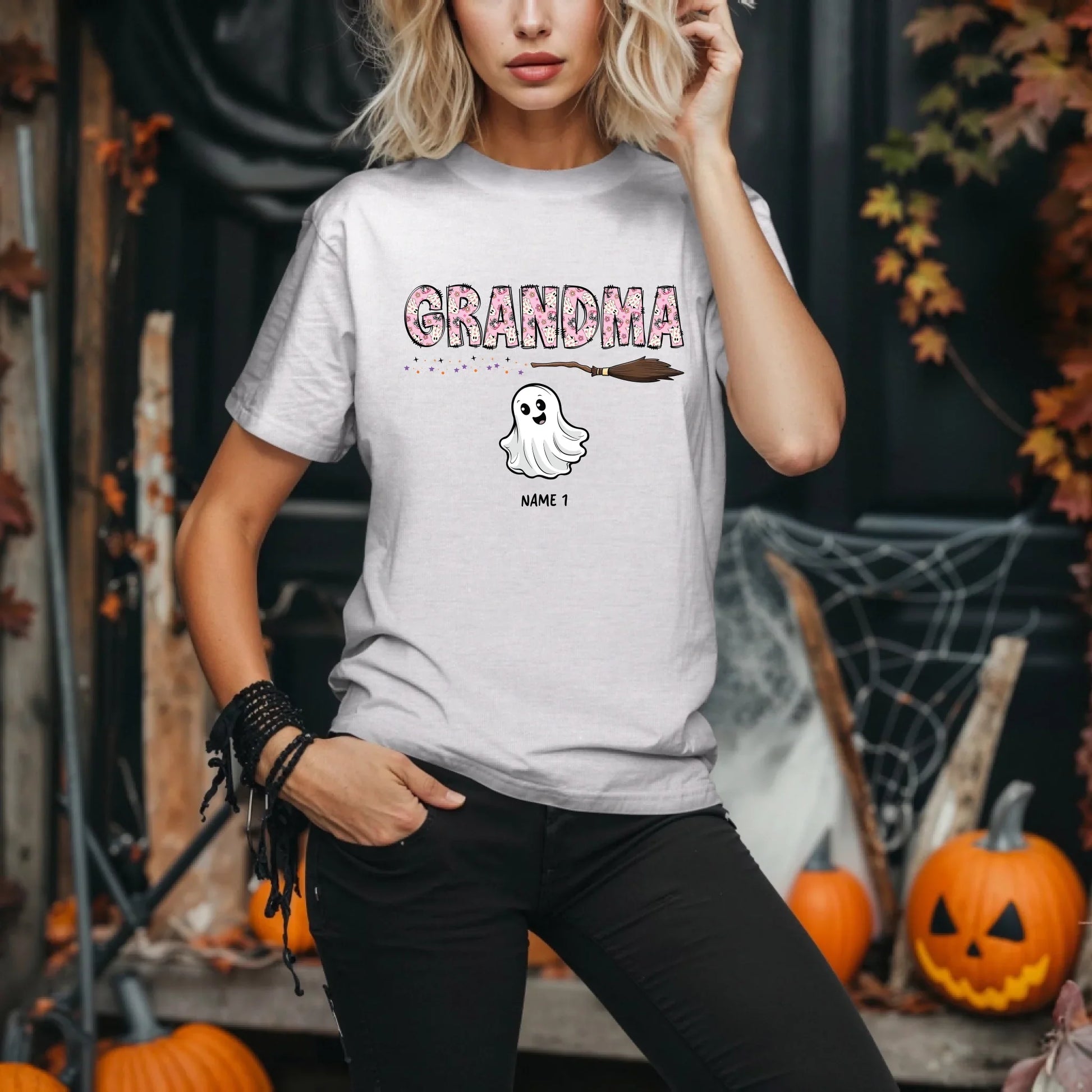 Personalized Grandma Ghost Shirt – Custom Boo Styles & Kids’ Names – Halloween Gift Tee Hoodie, Sweatshirt (Image 1)