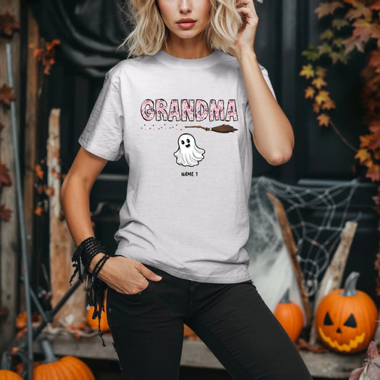 Personalized Grandma Ghost Shirt – Custom Boo Styles & Kids’ Names – Halloween Gift Tee Hoodie, Sweatshirt (Image 1)